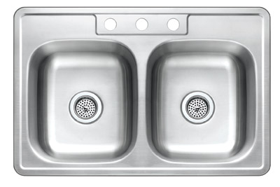 3 Hole Double Bowl Stainless Steel Sink