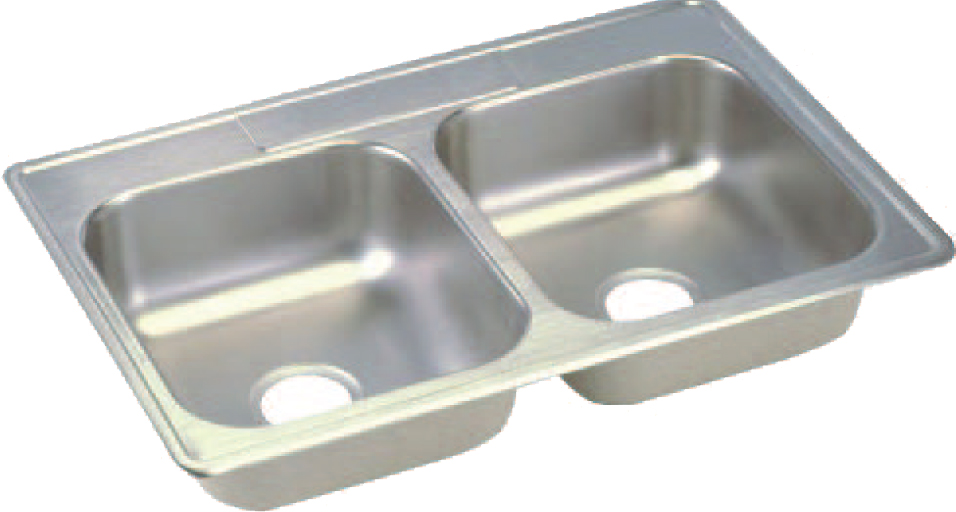 No Hole Double Bowl Stainless Steel Sink