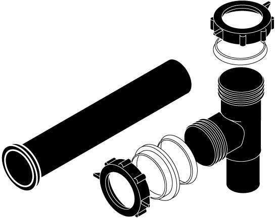 Disposer Installation Kit With Baffle Tee